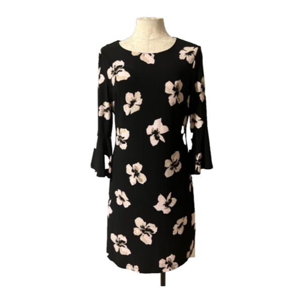 Tommy Hilfiger Dress 10 Black Pink Gray Floral Stretch Career Church NEW - Picture 1 of 9